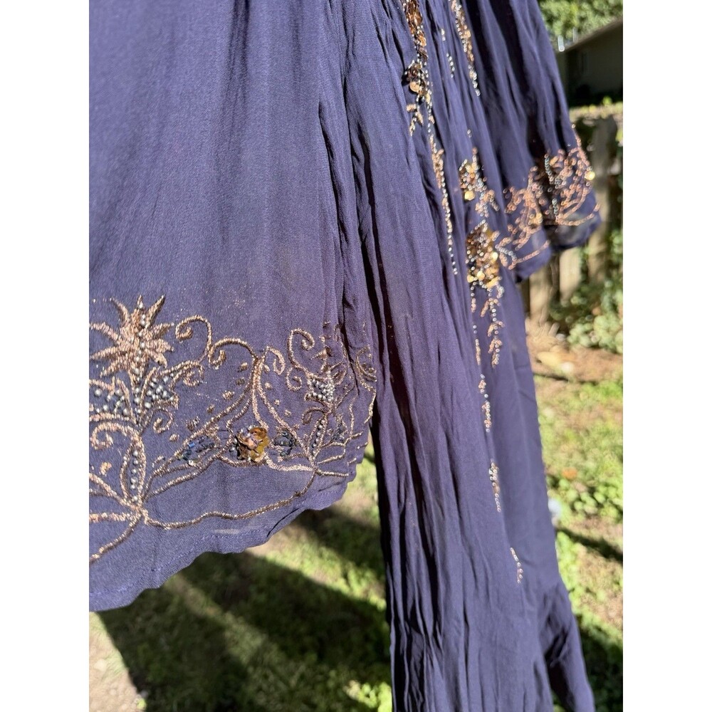 Free People Women’s S Embellished Velvet Maxi Duster Coat Boho Sequin NWT $800 - Picture 8 of 16